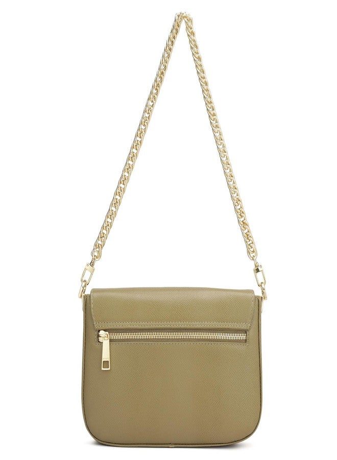 Da Milano Women's Leather Shoulder Bag - Green - Image 4